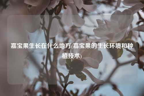 嘉宝果生长在什么地方(嘉宝果的生长环境和种植技术) 种植业