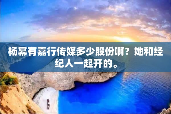 杨幂有嘉行传媒多少股份啊？她和经纪人一起开的。