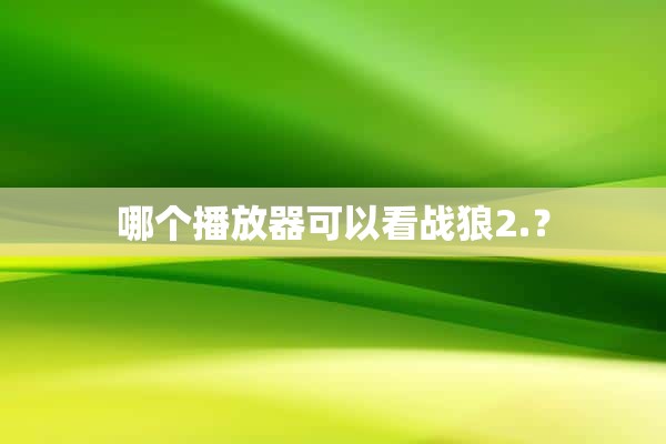 哪个播放器可以看战狼2.？