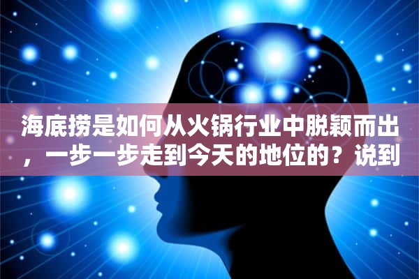 海底捞是如何从火锅行业中脱颖而出，一步一步走到今天的地位的？说到海底捞，我们大家都能想到的就是它的服务了，海底捞就是以服务而著名火锅界的。其实很多人都说过，海底捞的口味并不是特别突出的，但是由于他周到的服务，给顾客一种到家的感觉，而让人觉得海底捞非常值得一去。其实海底捞服务这么周到的原因，是因为其创始人当年在打工的时候衣服破烂不堪，鞋底儿很脏的，就进入了一家餐馆，但是里面的服务员对他并没有异样的眼光，而是对他服务很周到很热情，所以这一点引起了他的注意，并且给了他启发，让他创始了海底捞这样一个以服