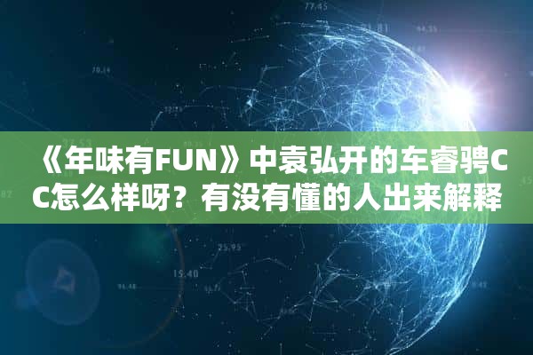 《年味有FUN》中袁弘开的车睿骋CC怎么样呀？有没有懂的人出来解释一下。