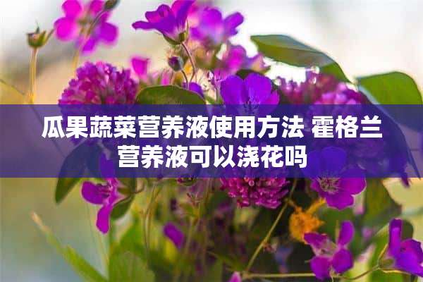 瓜果蔬菜营养液使用方法 霍格兰营养液可以浇花吗