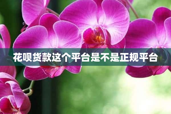 花呗货款这个平台是不是正规平台