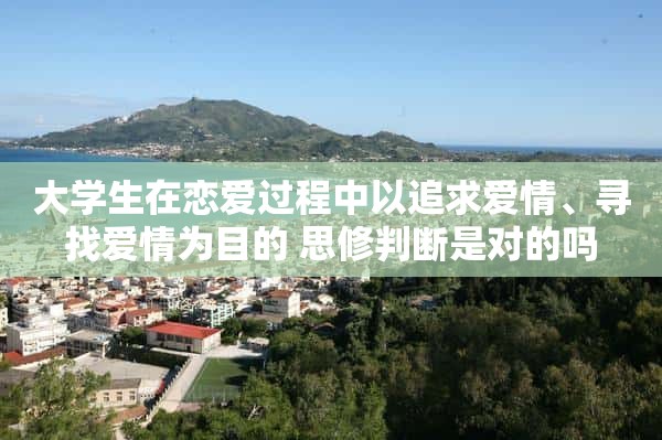 大学生在恋爱过程中以追求爱情、寻找爱情为目的 思修判断是对的吗