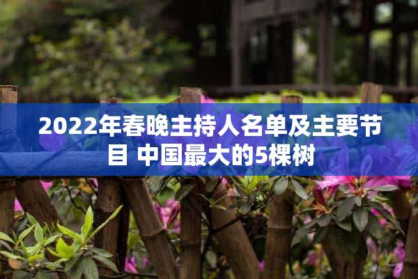 2022年春晚主持人名单及主要节目 中国最大的5棵树