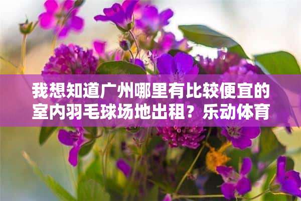 我想知道广州哪里有比较便宜的室内羽毛球场地出租？乐动体育可以吗？